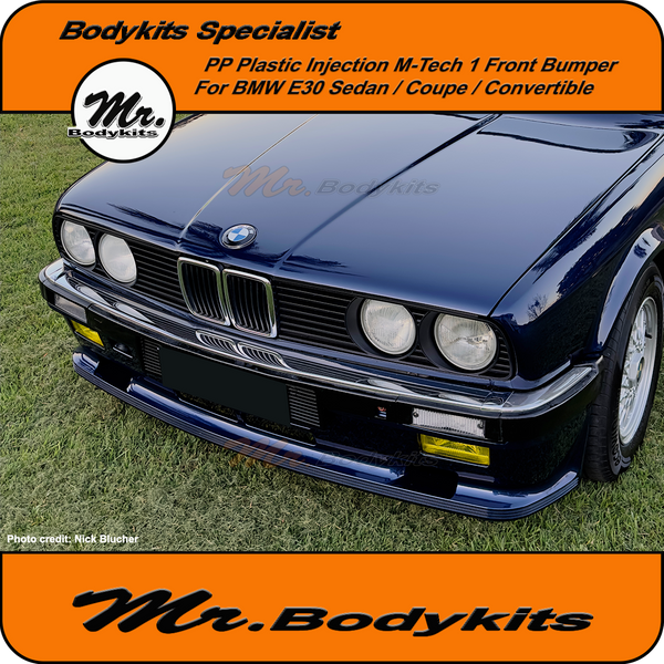 Plastic M-Tech 1 Style Full Front Bumper For BMW E30 w/ Fog Lights