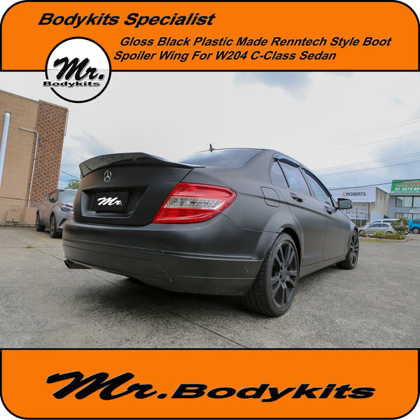 Gloss Black Finished Renntech Style Boot Truck Spoiler For Benz W204 C - Mr  Bodykits