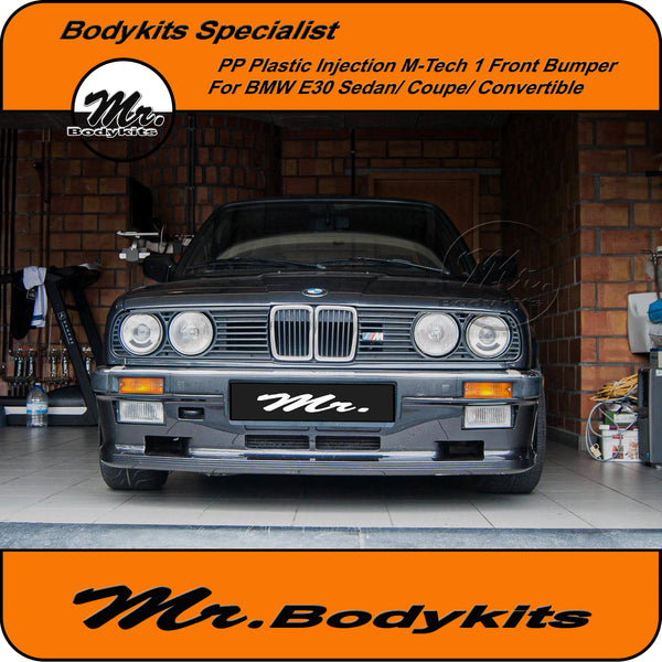 Plastic M-Tech 1 Style Full Front Bumper For BMW E30 w/ Fog Lights