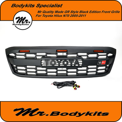 Toyota Hilux 2005-2011 N70 Black Edition GR Style LED Front Grille, Mr Bodykits