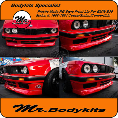 Mr Bodykits Plastic Made RG Style Front Bumper Lip Spoiler For BMW E30 Facelift 88-94