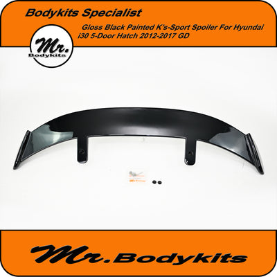 Gloss Black K'S-Sport Style Rear Spoiler For Hyundai i30 2012-2017 Hatch GD
