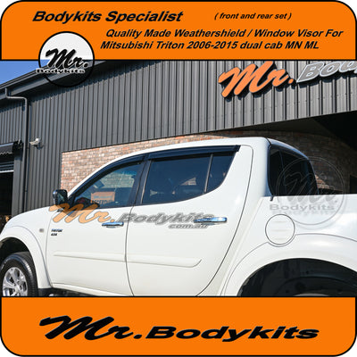 Mr Bodykits Quality Weathershield Window Visor For Mitsubishi Triton 2006-2015 Dual-Cab MN ML (Set of 4)