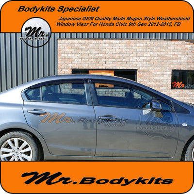 Honda Civic FB Quality Weathershield Window Visor For 2012-2016 9th Gen (Sedan), by Mr Bodykits