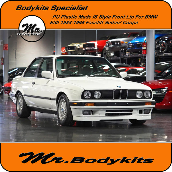 BMW E30 Facelift 8894 IS Style Front Bumper Lip Spoiler, PU Plastic