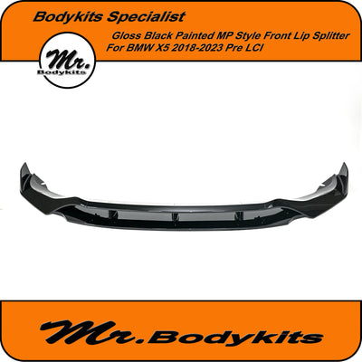 BMW X5 2018-2023 G05 M-performance Style Front Lip for M-Sport Bumper, Gloss Black