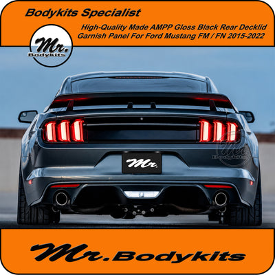 High-Quality AMPP Rear Decklid Garnish For Ford Mustang FM FN 2015-2022, Gloss Black
