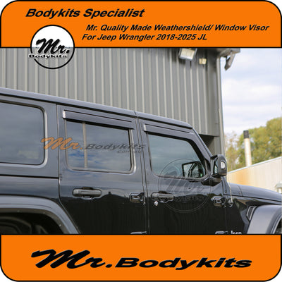 Mr Bodykits Quality Weathershield Window Visor For Jeep Wrangler 2018-2024 JL 4 Door (Set of 4)
