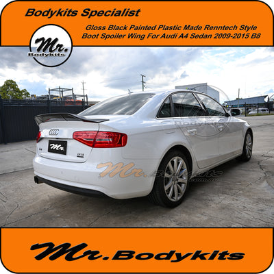 Mr. Gloss Black Painted Renntech Rear Boot Spoiler Wing For Audi A4 2009-2015 Sedan B8