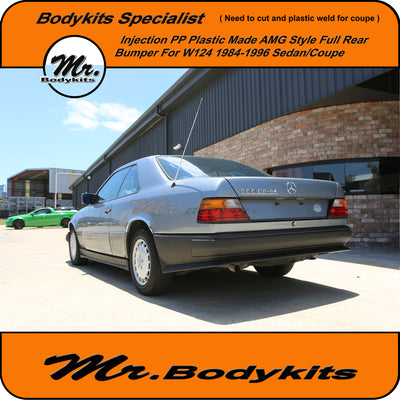 Mercedes Benz E-Class W124 Plastic AMG Style Full Rear Bumper For 1984-1996 W124 Sedan / Coupe