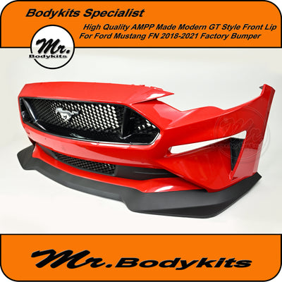 AMPP Quality Made Modern GT STyle Front Bumper Lip Splitter For Mustang 2018-2021 FN