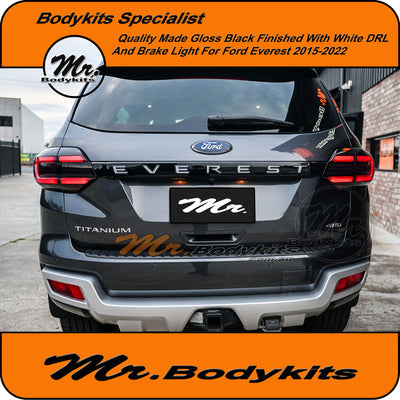 Ford Everest 2015-2022 UA Rear Tailgate Garnish LED/Brake replacement Panel, Gloss Black