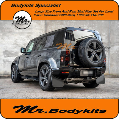 Land Rover Defender 2020-2026 Front / Rear Mud Flaps Set L663 90/ 110/ 130, Large Size