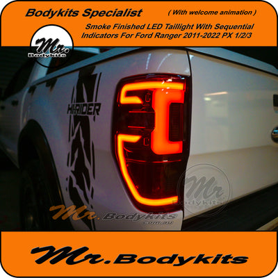 Ford Ranger PX 1/2/3 2011-2022 Quality Smoke LED Taillight With Sequential Indicators