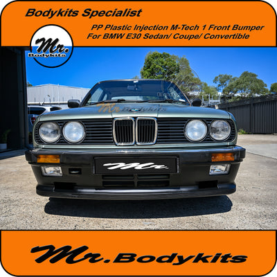 Plastic M-Tech 1 Style Full Front Bumper For BMW E30 w/ Fog Lights For Sedan / Coupe / Convertible by Mr Bodykits
