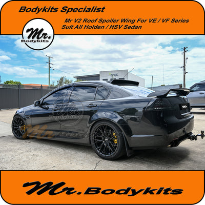 For Holden / HSV VE VF Commodore V2 Rear Roof Spoiler Wing - SS SSV SV6 Calais Sedan (Unpainted Matte Black / Gloss Black) - Designed by Mr Bodykits
