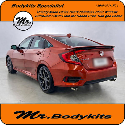 Honda Civic 10th Gen Sedan stainless steel Gloss Black window Trim cover plate FC 2014-2021