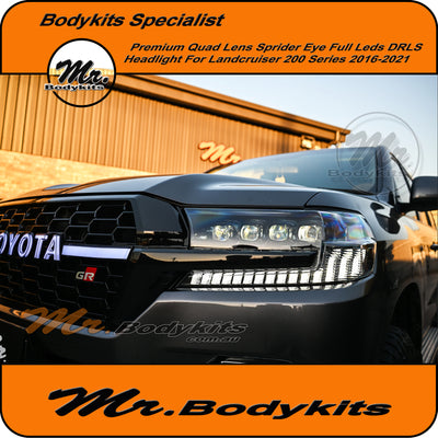 Toyota Landcruiser 200 Series 2016-2021 Quad Sprider Eye Lens LED Headlight Set, Premium