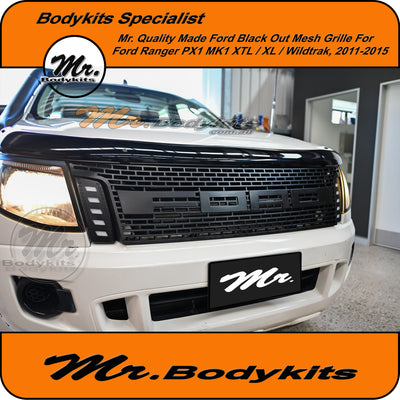 Ford Ranger PX1 MK1 2011-2015 Black FORD Mesh Style Grille with LEDs, Mr Bodykits