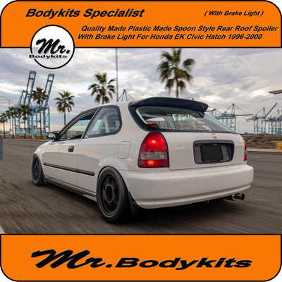 Honda Civic EK Hatch 1996-2000 Spoon Style Rear Spoiler With Brake Light, Plastic Made Version