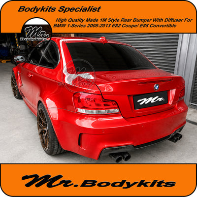 Quality 1M style Rear Bumper With Diffuser For BMW 1 Series E82/E88 Coupe/Convertible 08-13