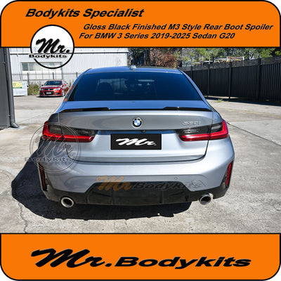 Gloss black M3 Style Boot Spoiler for BMW 3 Series 2018-2025 G20 Sedan by Mr Bodykits