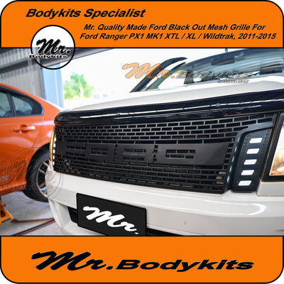 Ford Ranger PX1 MK1 2011-2015 Black FORD Mesh Style Grille with LEDs, Mr Bodykits