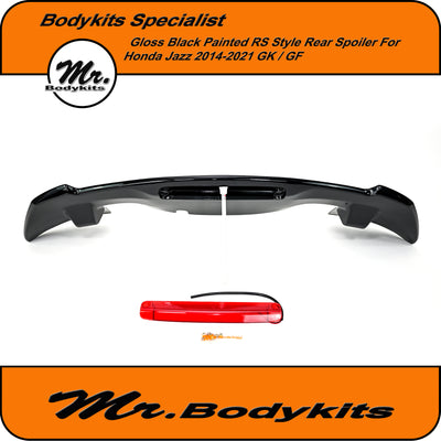 Gloss Black Painted RS Style Rear Spoiler For Honda Jazz 2014-2021 GK/ GF