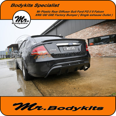 Plastic Rear Bumper Diffuser (Single Exhaust Outlet) For Ford Falcon FG Sedan (with XR / G6 Bumper) by Mr Bodykits