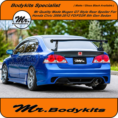 Mugen GT Style Spoiler For Honda Civic FD 2006-2012 FD/ FD2R 8th Gen Sedan, High Quality Made