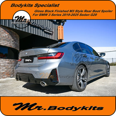 Gloss black M3 Style Boot Spoiler for BMW 3 Series 2018-2025 G20 Sedan by Mr Bodykits