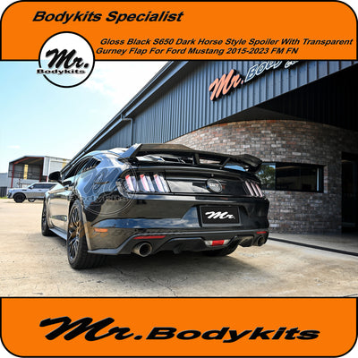 S650 Dark Horse Style Rear Spoiler For Ford Mustang 2015-2023 FN FM, Gloss Black