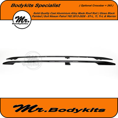 Quality Made Gloss Black Roof Rail For Nissan Patrol Y62 2013-2026, Optional Crossbar Available