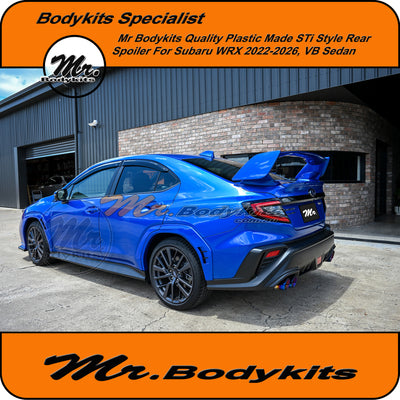 Subaru WRX VB Plastic STi Rear Boot Spoiler Wing for VB 2022-2025 Sedan by Mr Bodykits