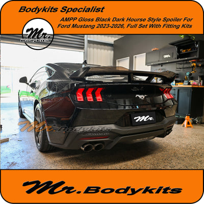 Ford Mustang 2023-2026 AMPP Gloss Black Dark Horse Style Rear Spoiler, S650 FO