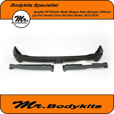 Honda Civic 9th Gen 2012-2016 FB Plastic Mugen Rear Bumper Diffuser Lip For Factory Bumper