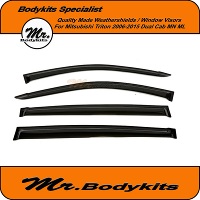 Mr Bodykits Quality Weathershield Window Visor For Mitsubishi Triton 2006-2015 Dual-Cab MN ML (Set of 4)s