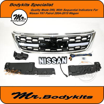 Nissan Patrol Y61 GU 2004-2015 Front Grille With Sequential Indicator and DRL LED's