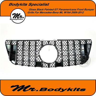 Gloss Black Front Bumper Grille For Mercedes Benz ML 2009-2012 W164 Panamericana, Facelift