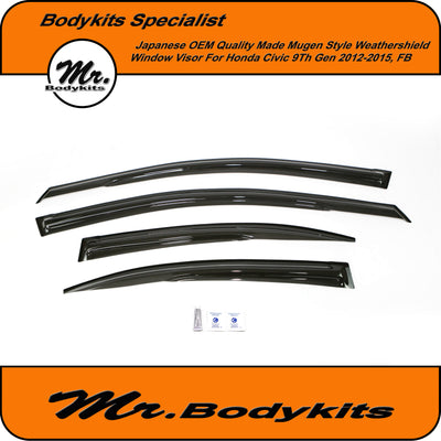 Honda Civic FB Quality Weathershield Window Visor For 2012-2016 9th Gen (Sedan), by Mr Bodykits