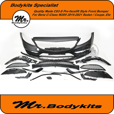 C63-S Pre-Facelift Style Front Bumper For Mercedes C-Class W205 2015-2021 Sedan/Coupe..Etc