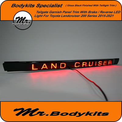 Toyota Landcruiser 2015-2021 Gloss Black Tailgate Garnish/ Taillight Trim With Brake/ Reverse LED light