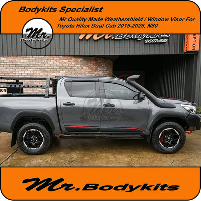 Mr Weathershields Window Visors Dark Tinted Slimline Suitable For Toyota Hilux N80 Dual Cab 2015-2024