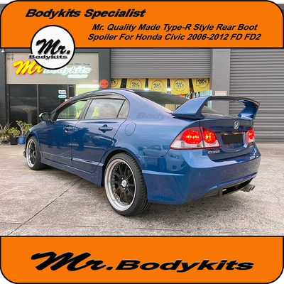 Honda Civic FD Plastic Type-R Style Rear Boot Spoiler Wing For 2006-2012 FD 8th Gen Sedan