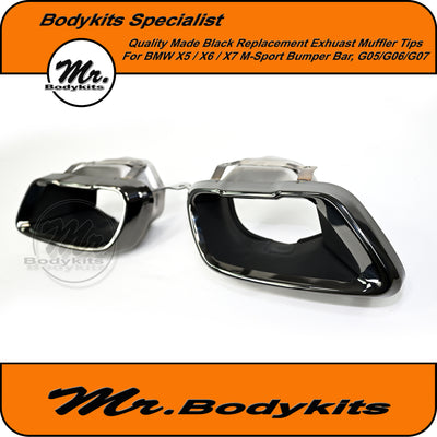 Black Out Exhaust Muffler Tailpipe Tips For BMW X5/ X6/ X7 -G05/ G06/ G07 M-Sport Rear Bumper