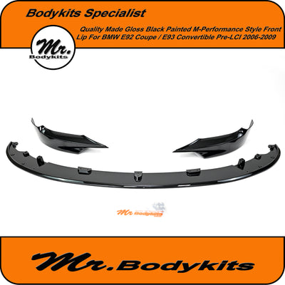 M-Performance Style Front Lip Splitter For BMW BMW E92 / E93 2006-2009 3 Series, Gloss Black