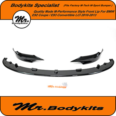 M-Performance Style Front Lip Splitter For BMW BMW E92 / E93 2010-2013 3 Series, Gloss Black