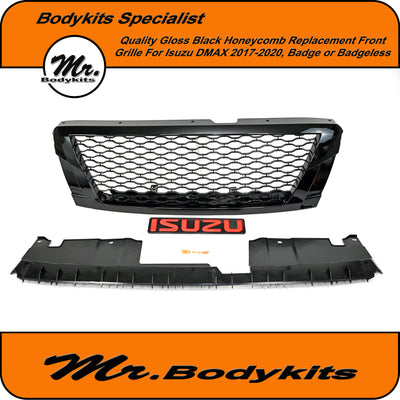 Isuzu Dmax Gloss Black Painted HoneyComb Front Grille For 2017-2020  Model