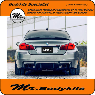 M Performance Style Rear Bumper Diffuser Lip For BMW 5 Series 2010-2016 F10/ F11