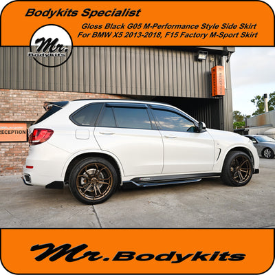 BMW F15 X5 2013-2018 G05 M-performance Style Side Skirt Extension for M-Sport Model, Gloss Black